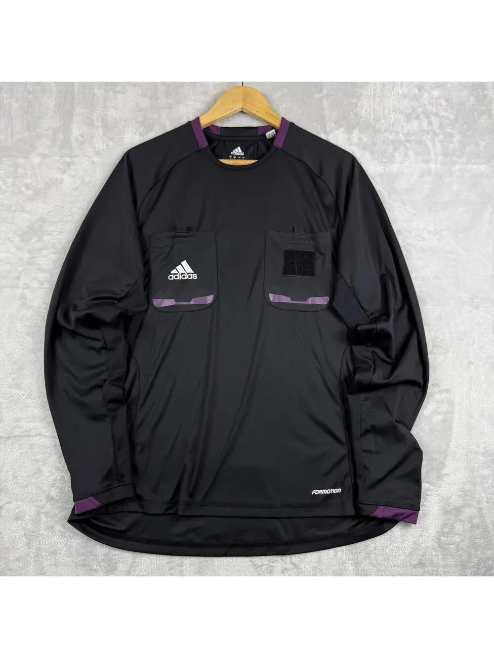 Adidas Climacool Formation Referee Jersey Long Sleeve Black Purple Men L Soccer